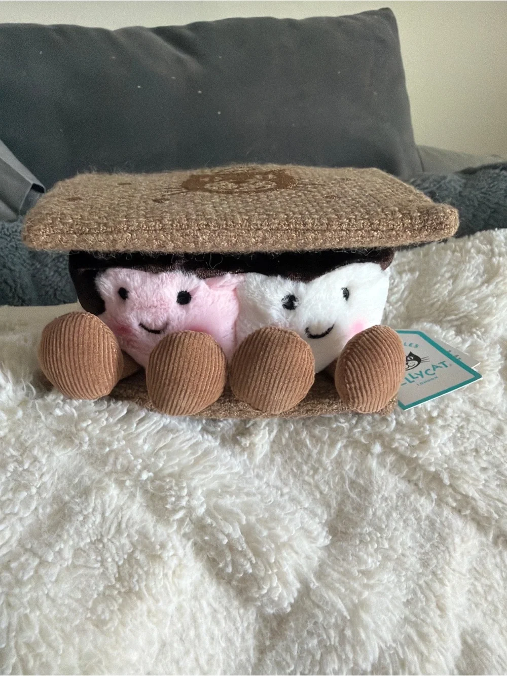 Jellycat Amusables S’mores - S'mores Duo Plush Pet Toy - Pink, White & Brown